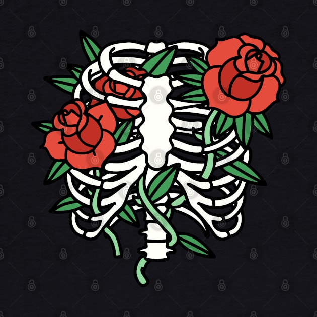 Skeleton Ribs And Roses by Sugoi Otaku Gifts